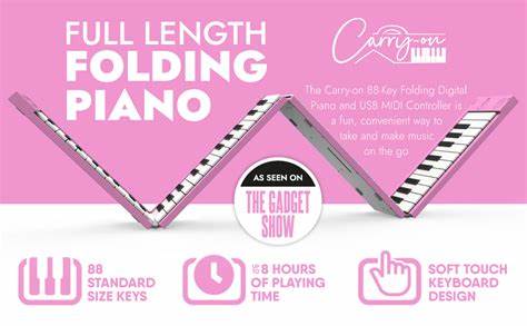 CARRY-ON-FP88-PK 88 Key Folding Piano Pink — view 2