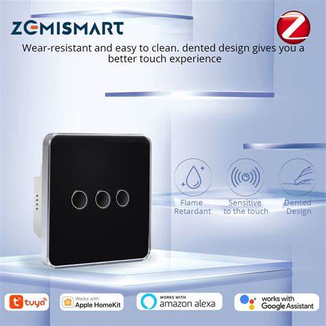 Zemismart US Touch Switch 2x4 PVC 4Channel Black (Tuya Zigbee) — view 3