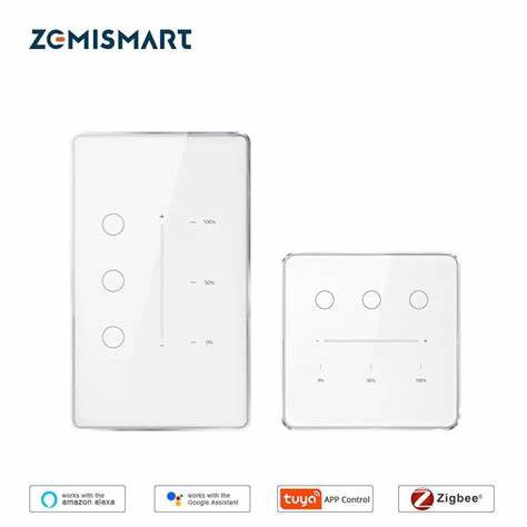 Zemismart US Touch Switch 2x4 PVC 3Channel White (Tuya Zigbee) — view 2