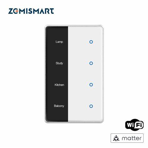 Zemismart US Touch Switch 2x4 PVC 2Channel Black (Tuya Zigbee) — view 2