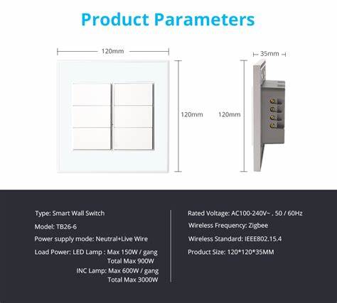Zemismart US Push Switch 2x4 PVC 6Channel White (Tuya Zigbee) — view 4