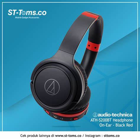 Audio-Technica ATH-S200BT-BRD - Black Red On Ear Headphones — view 2