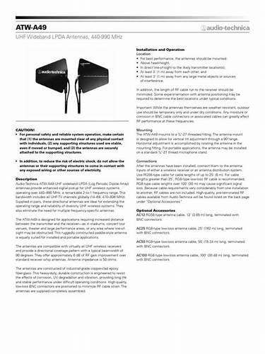 Audio-Technica ATW-A49 UHF Wide-band Directional LPDA Antennas — view 3