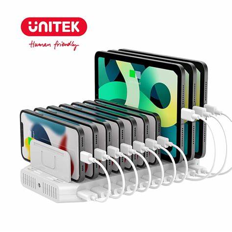 UNITEK 96W 8-PORT USB SMART CHARGING STATION WITH QI WIRELESS — view 2
