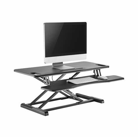 GAS SPRING SIT-STAND DESKTOP WORKSTATION WITH KEYBOARD TRAY DECK — view 2