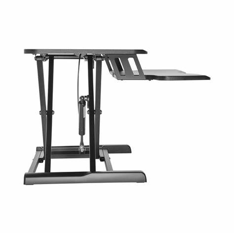 GAS SPRING SIT-STAND DESKTOP WORKSTATION WITH KEYBOARD TRAY DECK — view 7