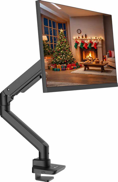 BRACKET – PREMIUM SINGLE MONITOR GAS SPRING VERTICAL BAR DESKTOP MOUNT — view 3
