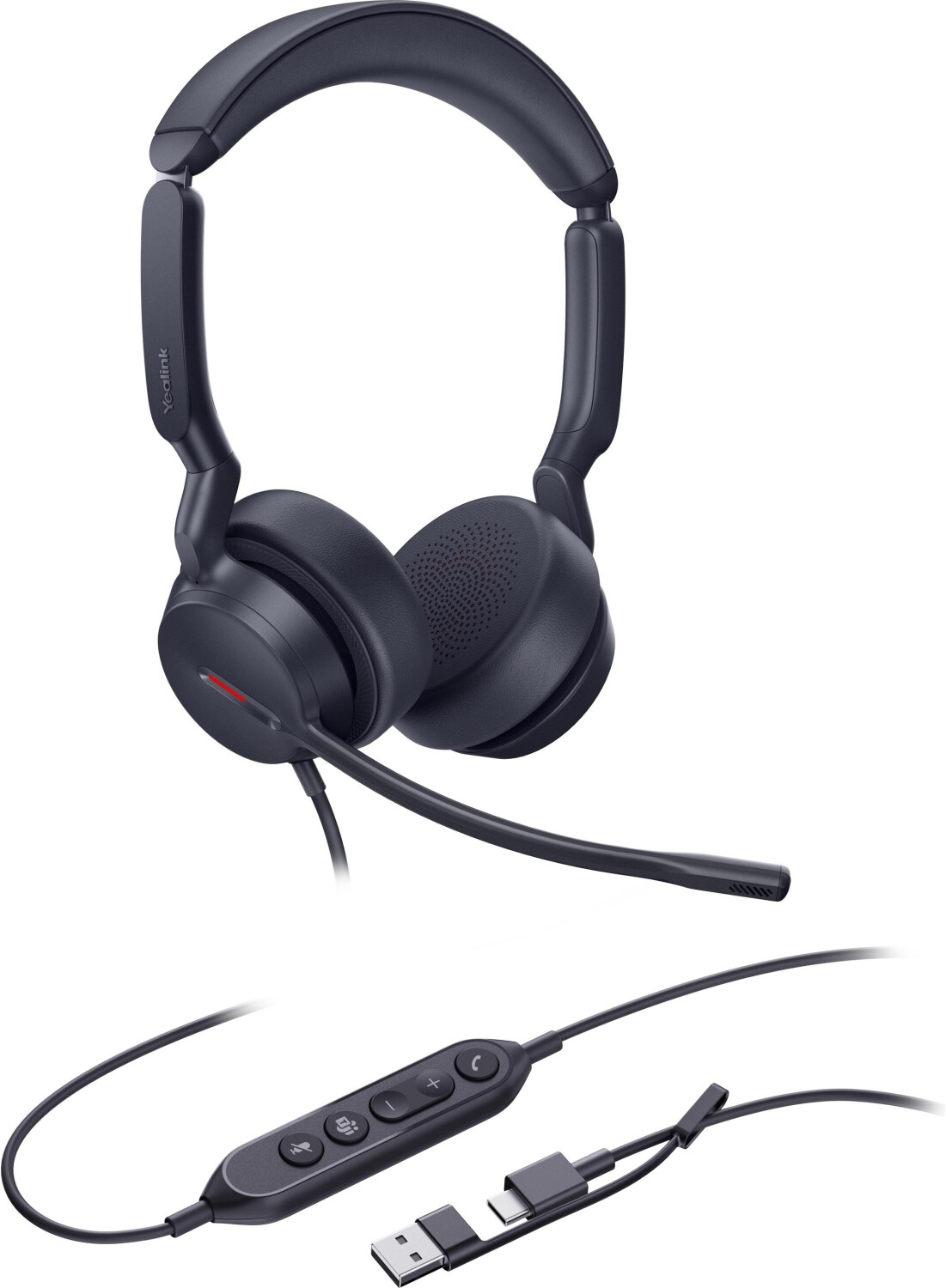 Yealink - UH44 Dual USB Headset, USB-C With USB-C/A Adapter, Teams Certified - Project Only