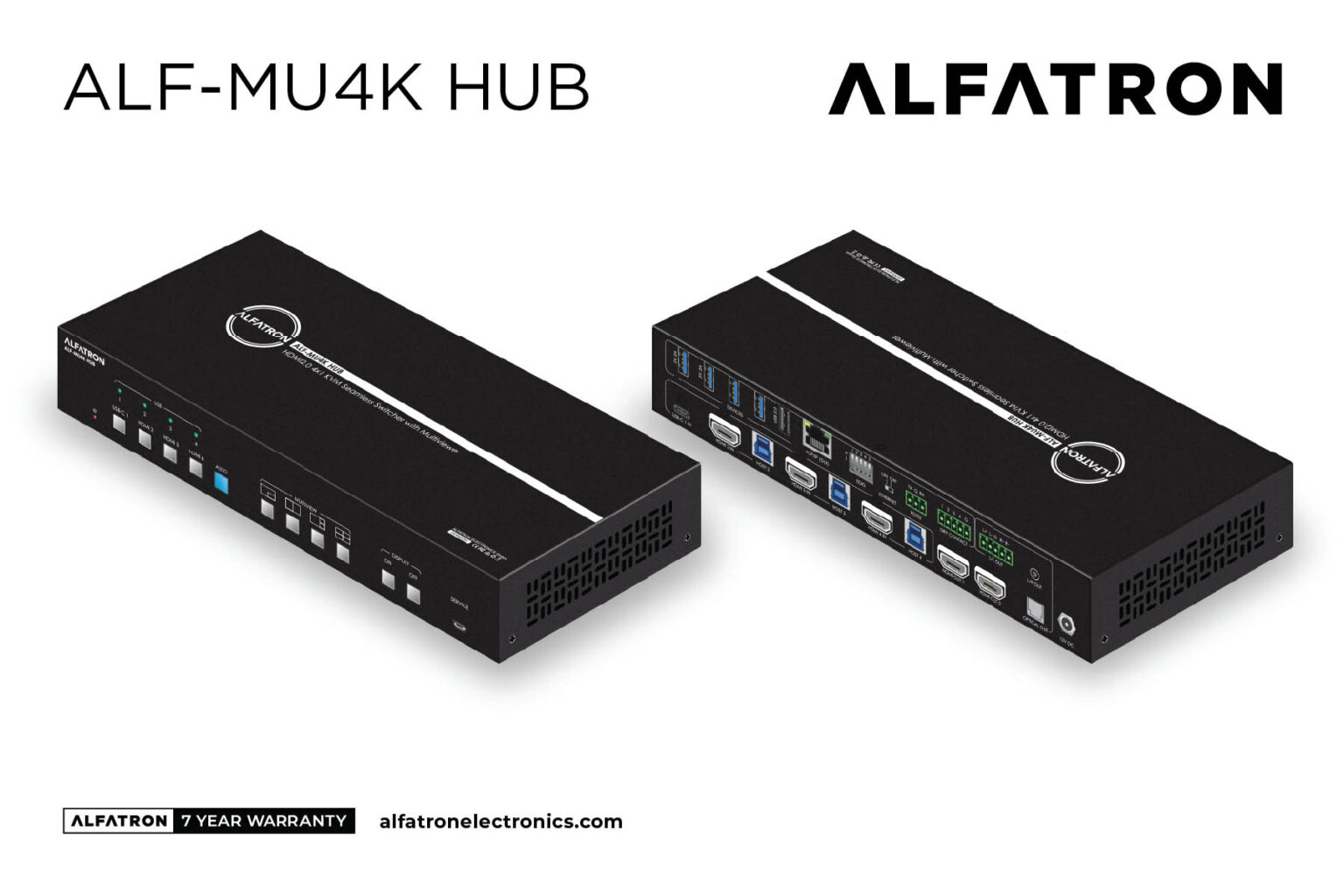 Alfatron ALF-MU4K HUB - 4x1 HDMI Switcher with USB C and Audio Output
