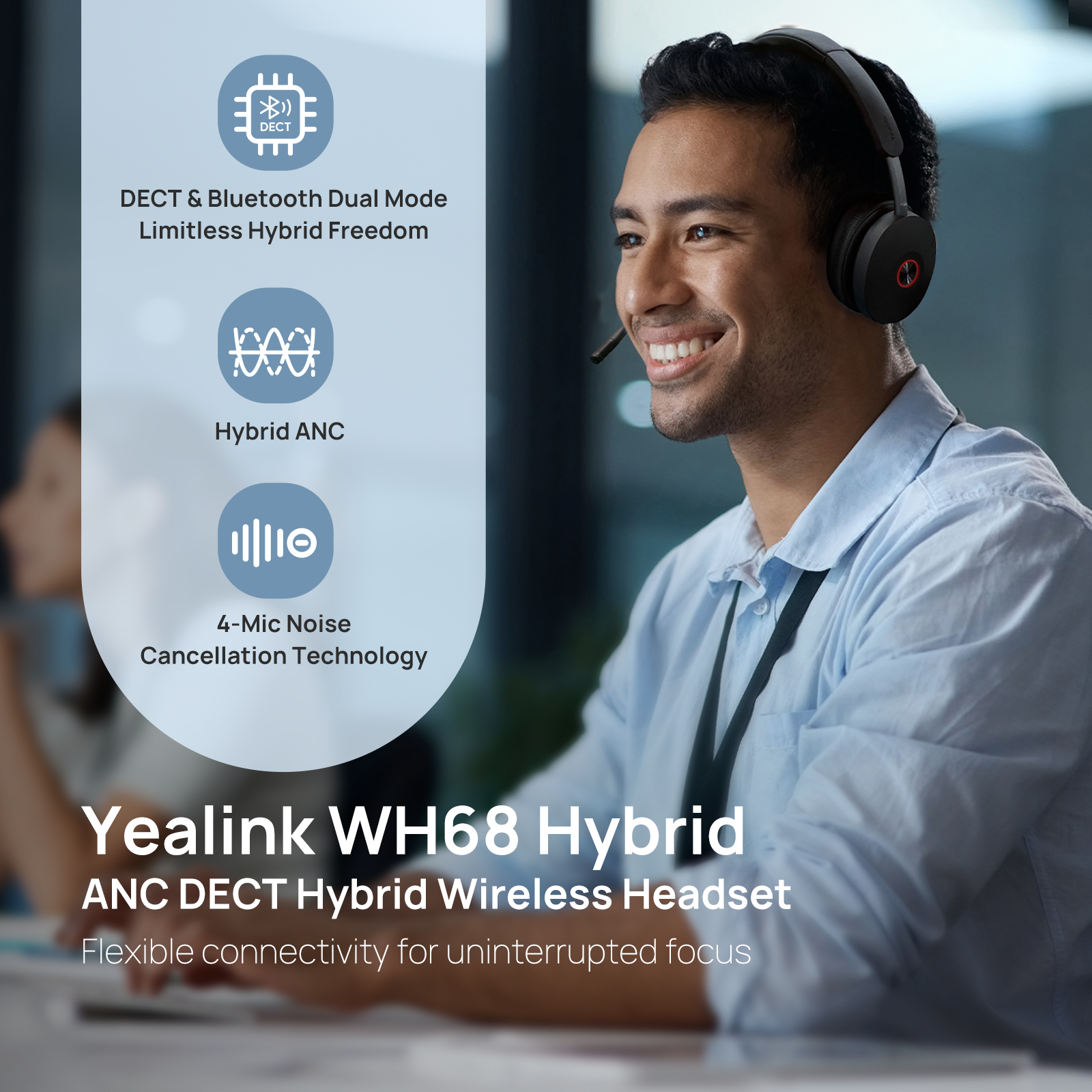 Yealink WH68 Dual DECT Wireless Headset