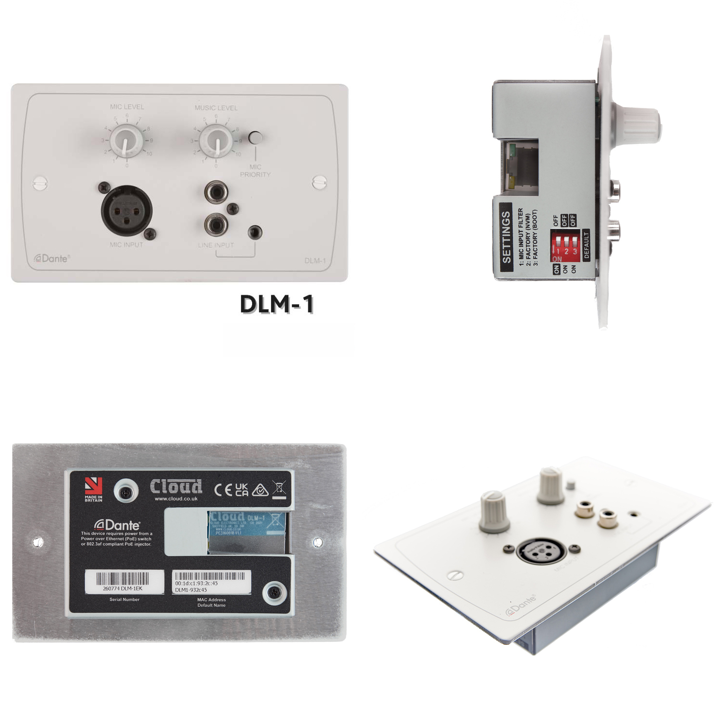 Cloud DLM-1B Remote Mic/Line Input Panel for Dante Systems — view 4