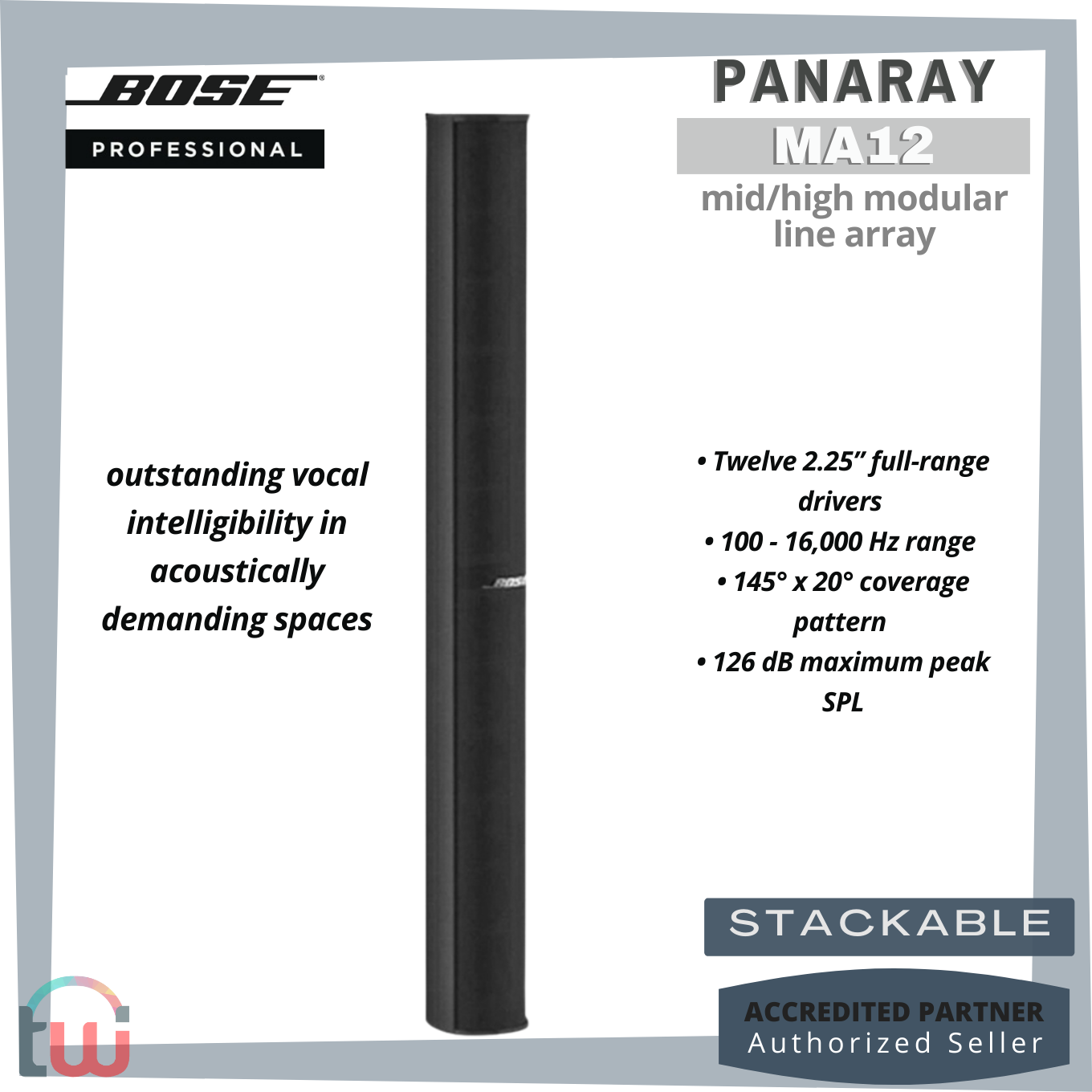 Bose - MA12B Panaray MA12 Mid/High Modular Line Array, Black