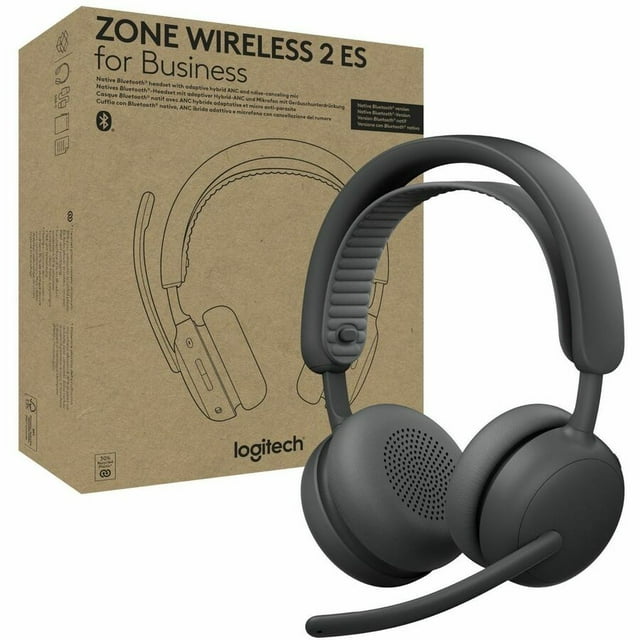 Logitech Zone Wireless 2 ES for Business Bluetooth Headset, MS Teams Certified - Graphite