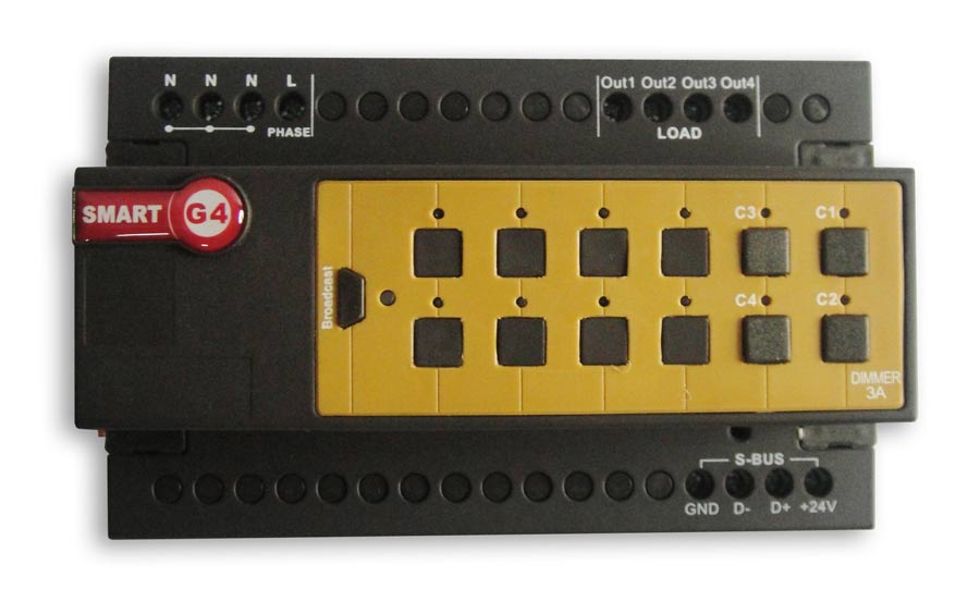 SmartBus - SB-DIM4c3A-DN 4-Channel Dimmer, 3A per Channel, DIN-Rail (G4)