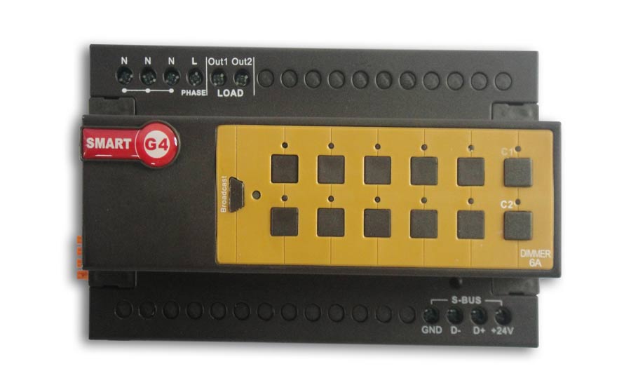 SmartBus - SB-DIM2c6A-DN 2-Channel Dimmer, 6A per Channel, DIN-Rail (G4)