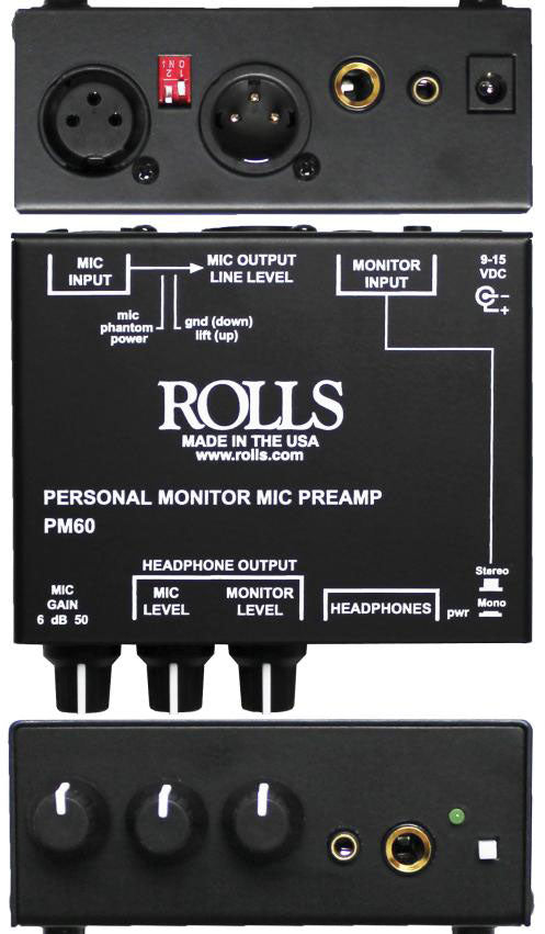 Rolls - PM60 Personal Monitor Amplifier with Mic Preamp