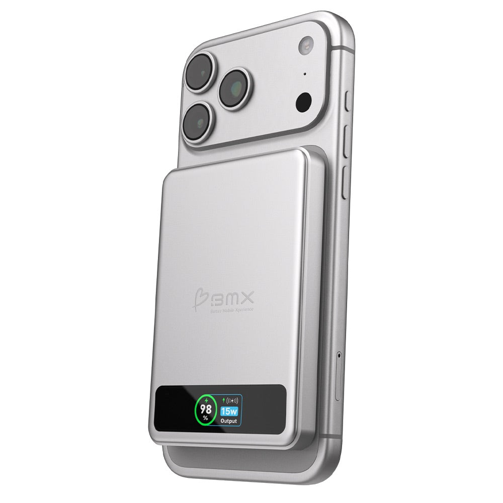 BMX - SolidSafe™ 10K Solid-State Magnetic Power Bank (Silver)