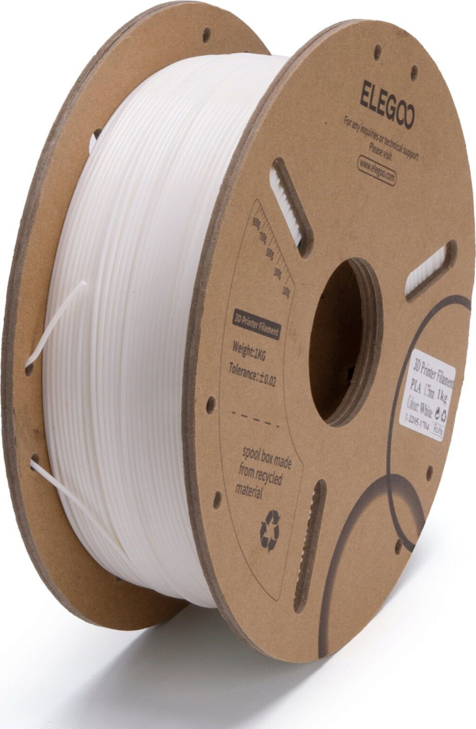 Elegoo - PLA Matte White 1.75mm / 1000g Filament