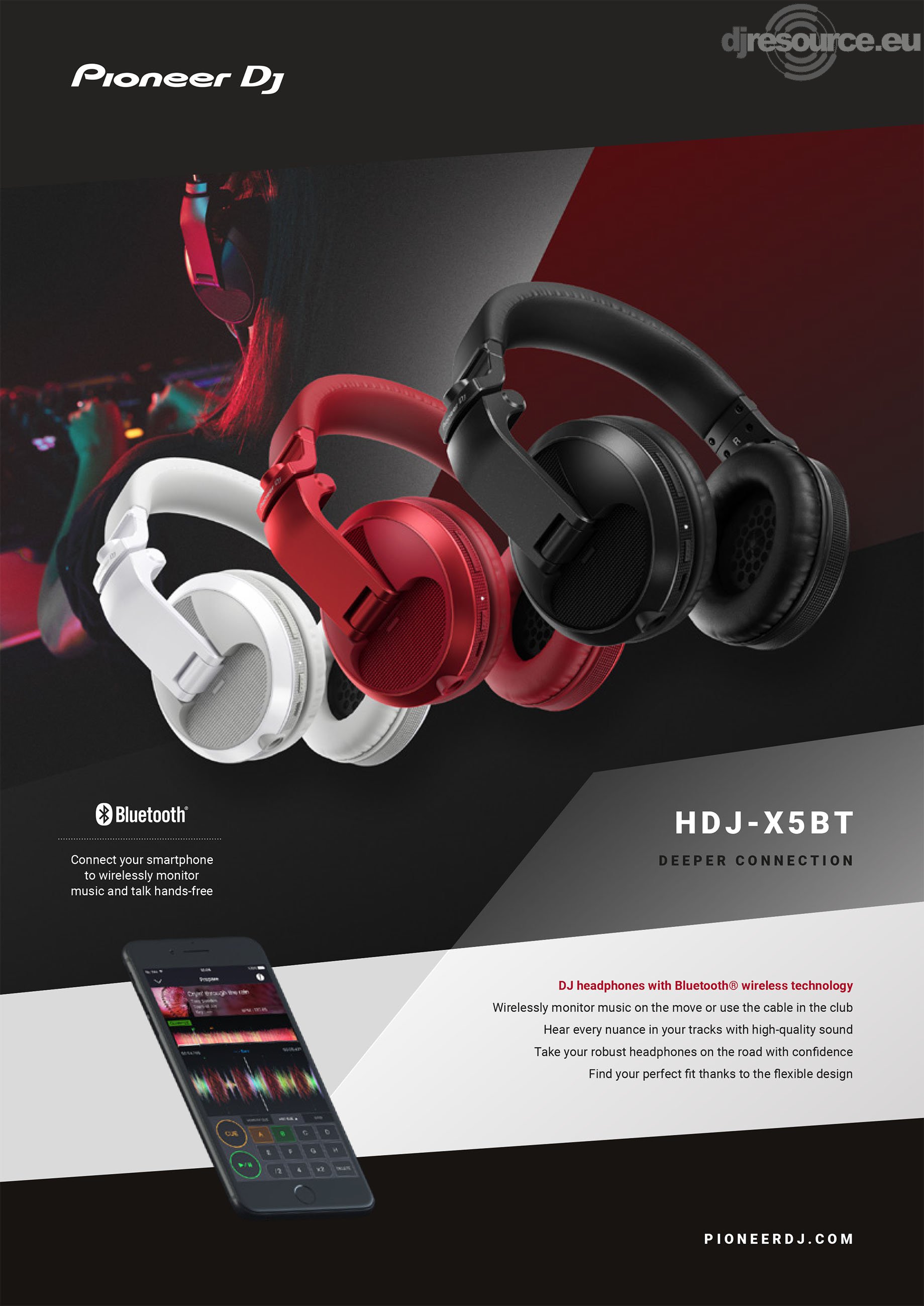 Pioneer DJ - HDJ-X5BT-W Wireless DJ Headphones (White)