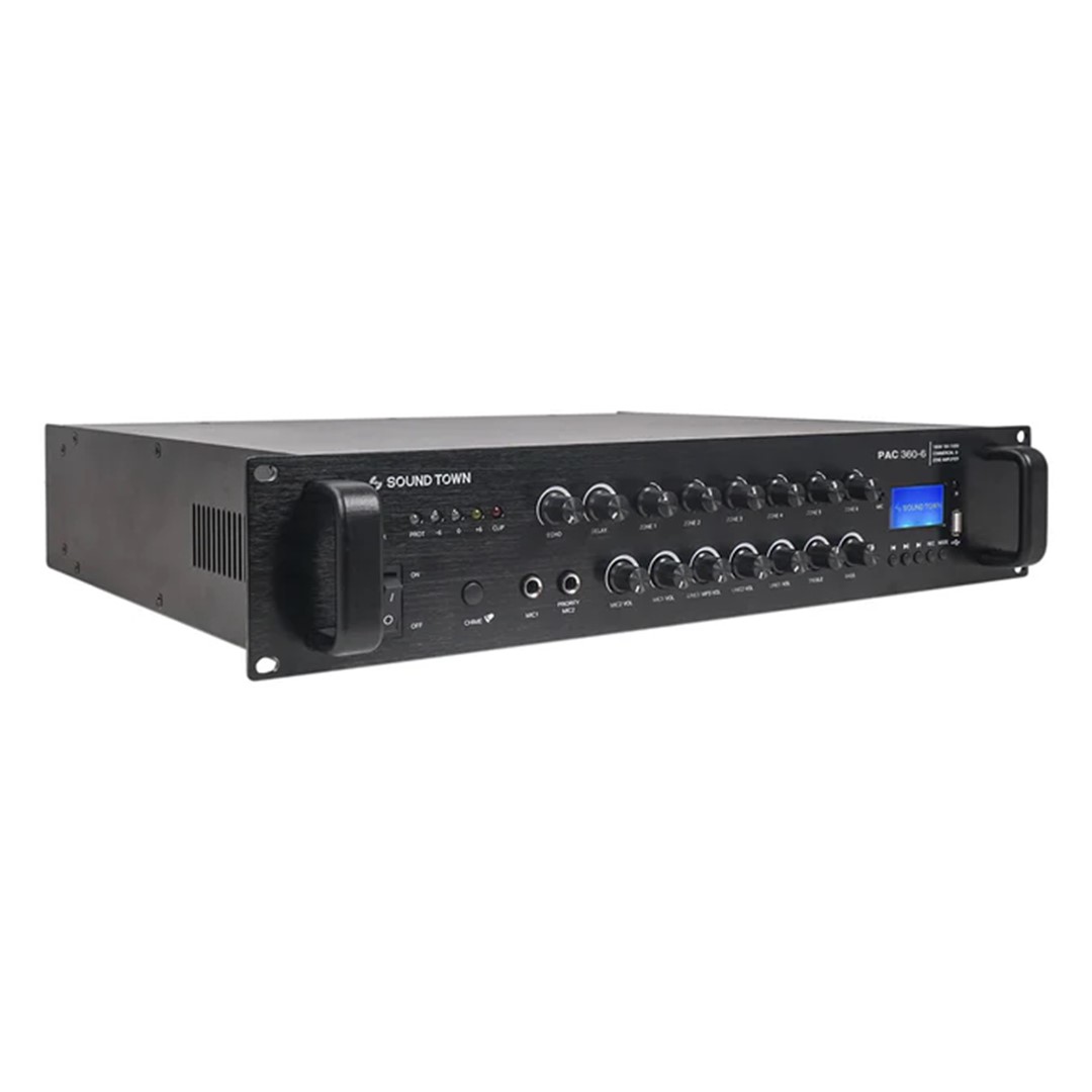 Sound Town - PAC360-6 360W 6-Zone Commercial PA Amplifier