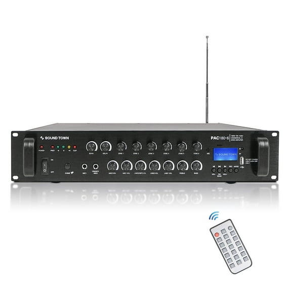 Sound Town - PAC180-6 180W 6-Zone Commercial PA Amplifier