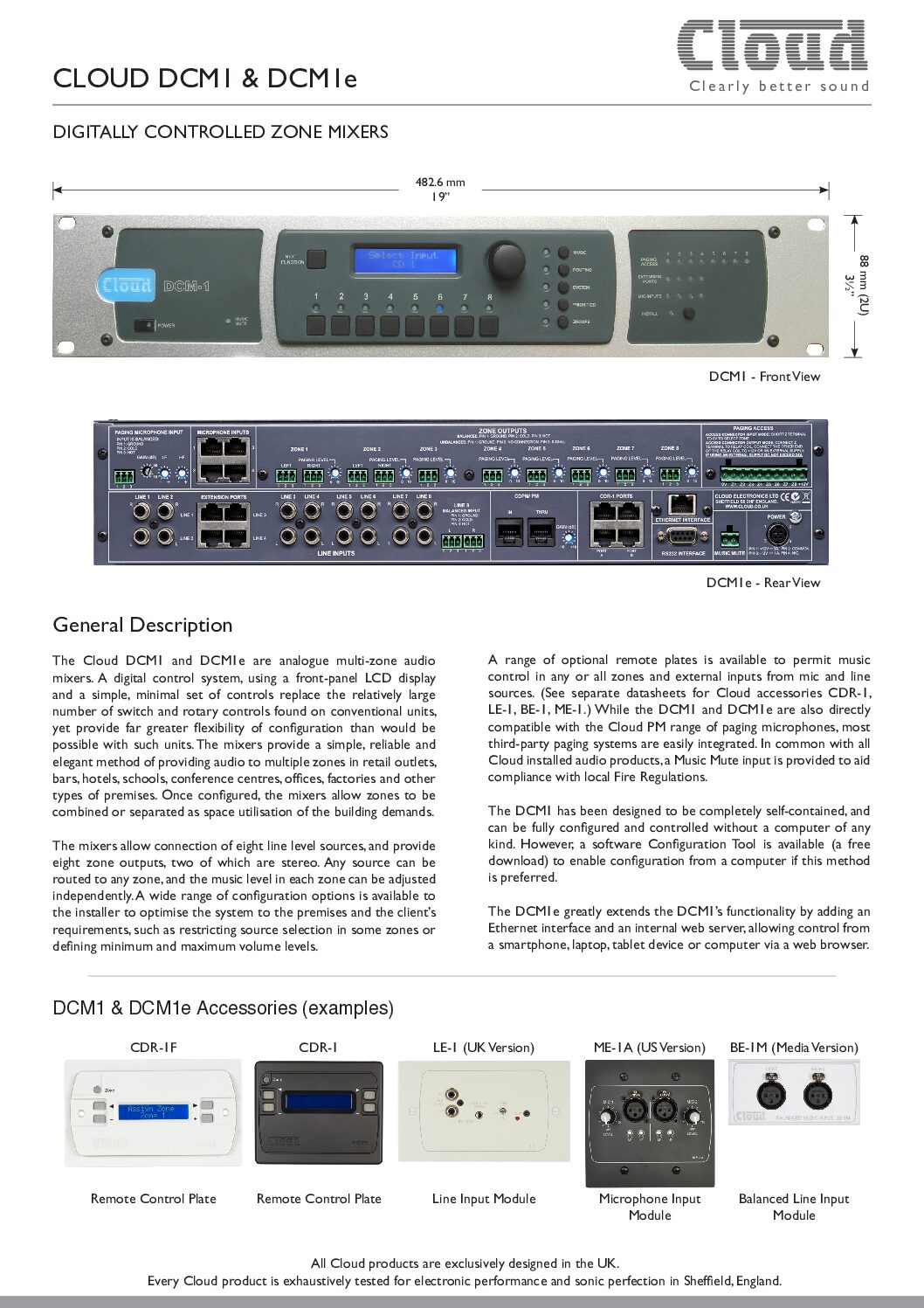 Cloud DCM1 Analogue Signal Path 8-Zone Mixer with Digital Control — view 2