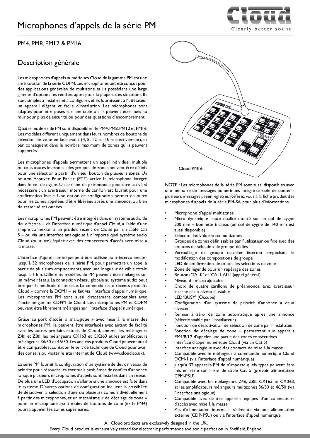 Cloud - PM12 Twelve Zone Paging Microphone — view 4