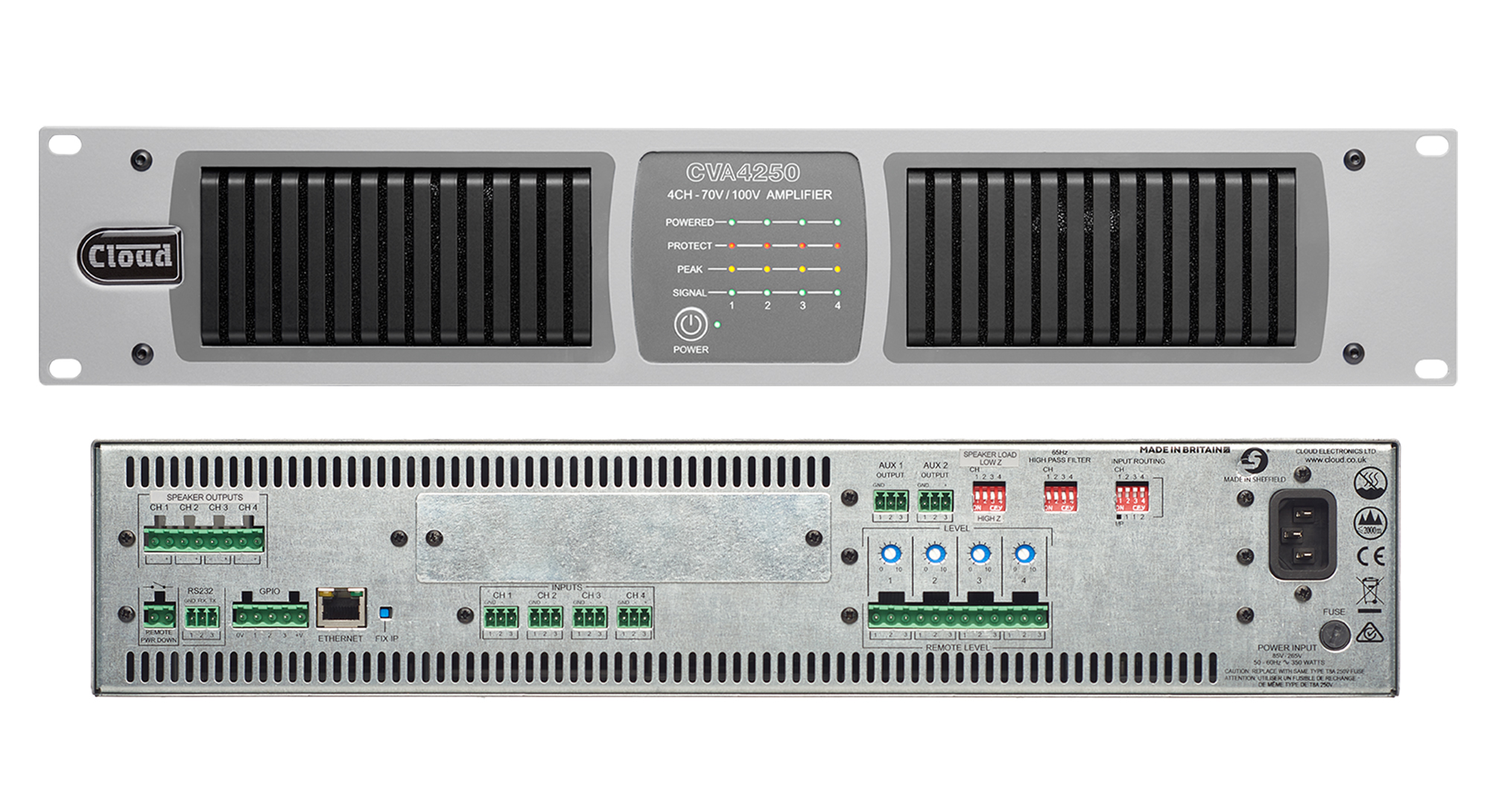 Cloud - CVA4250 4 x 250W 70/100V Power Amplifier — view 4