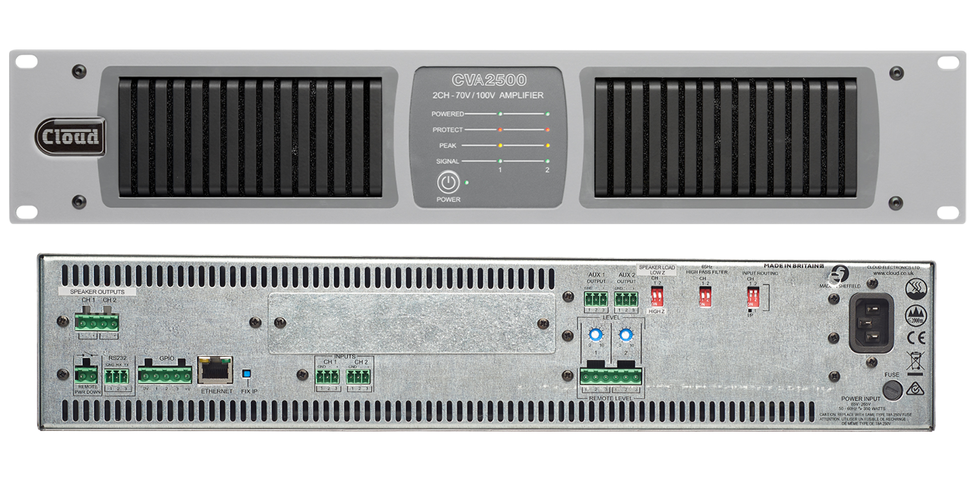 Cloud CVA2500 2 x 500W 70/100V Power Amplifier