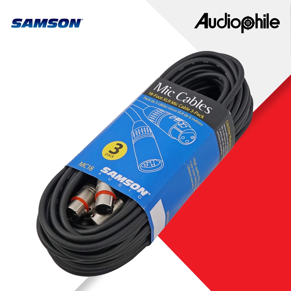Samson 18ft - 5.5m Mic Cable 3-Pack