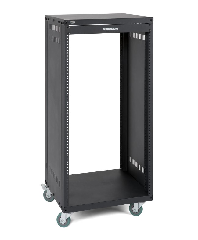 Samson 21U Solid Steel Equipment Rack with Locking Castors