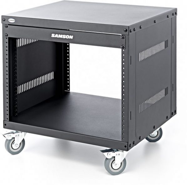 Samson 8U Solid Steel Equipment Rack with Locking Casters
