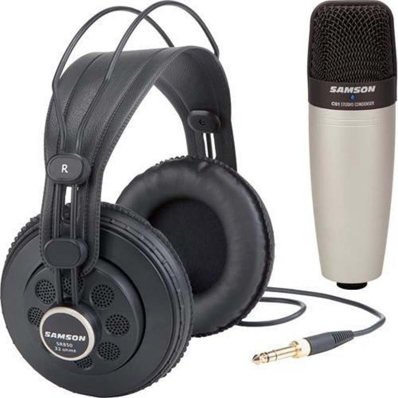 Samson CO1 - Large Diaphragm Condenser Microphone with SR850 Headphones blister pack