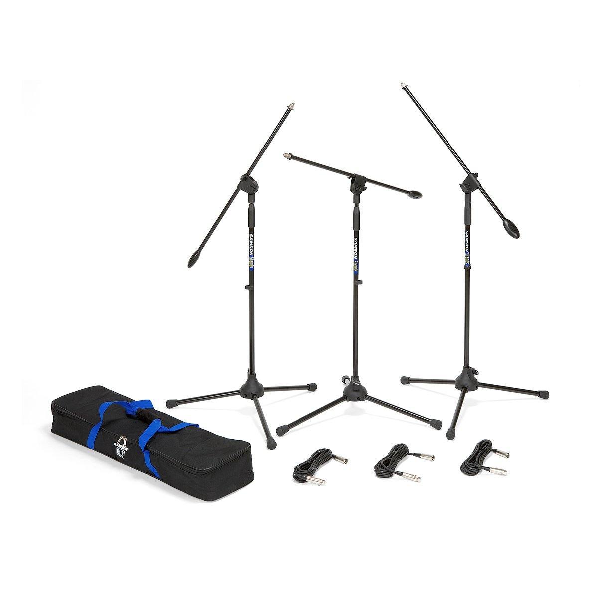 Samson 3-pack - BL3 Ultra-Light Boom Mic Stand incl 3x18ft Mic Cables w Carry Bag Set
