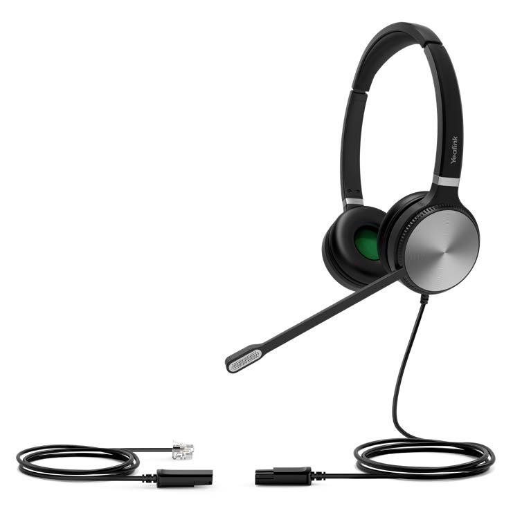 Yealink - YHS36 E2 Dual Headset With RJ-9 And Noise Cancelling Microphone And Leatherette Ear Cushions