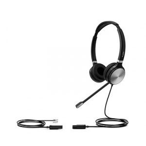 Yealink - YHS36 E2 Dual Headset With RJ-9 And Noise Cancelling Microphone And Leatherette Ear Cushions — view 3