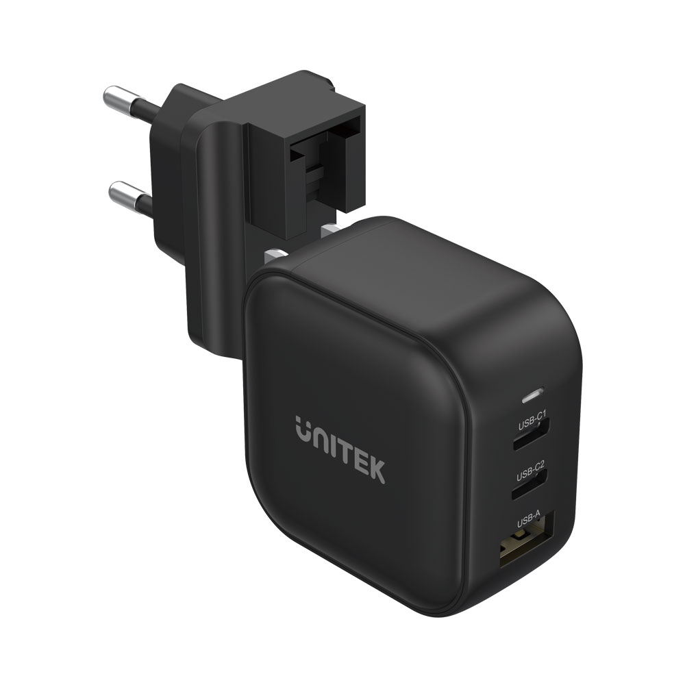 Unitek 66W 3-Port USB GaN Travel Charger with US/EU/UK Plugs