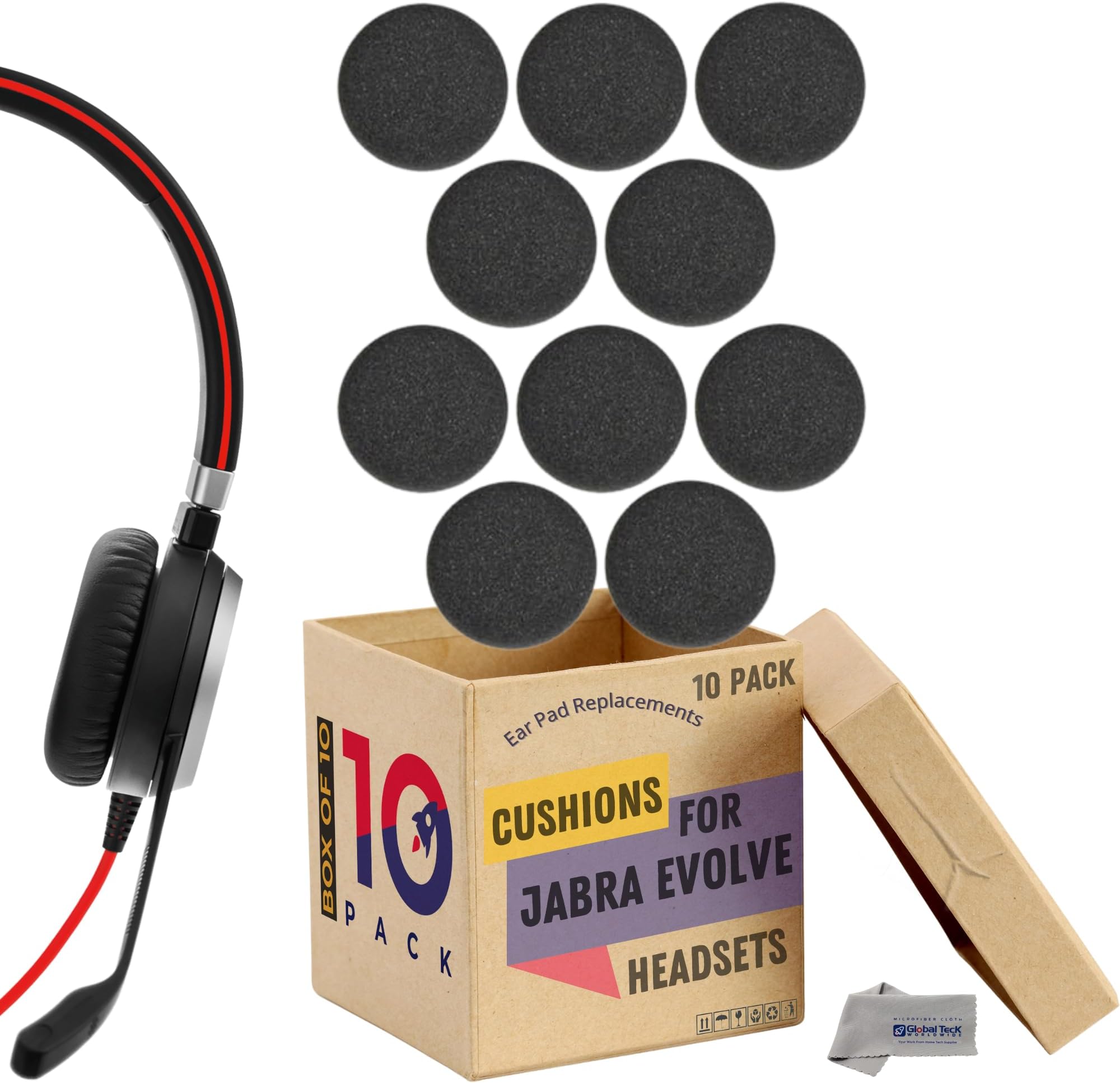 Jabra 14101-45 - Foam Ear Cushion for Jabra Evolve 20-65 - 10 Units Pack
