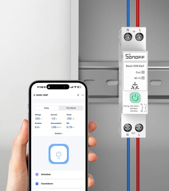 Sonoff 32A Smart DB Geyser Switch (BASIC-1GSP) — view 2