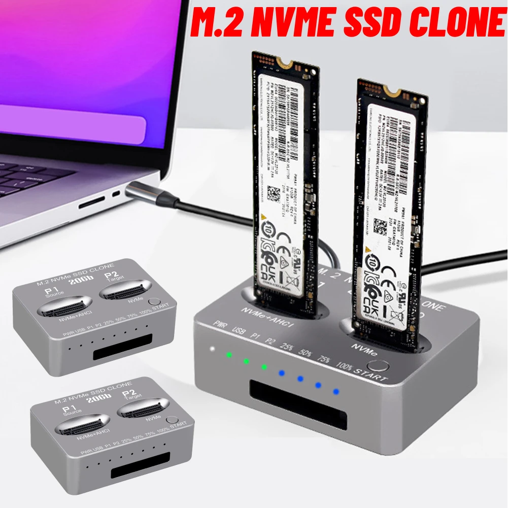 Maiwo K3015P2 - Quad-Bay USB3.2 Gen2 Type-C to NVMe M.2 SSD Clone Docking Station and Duplicator — view 5