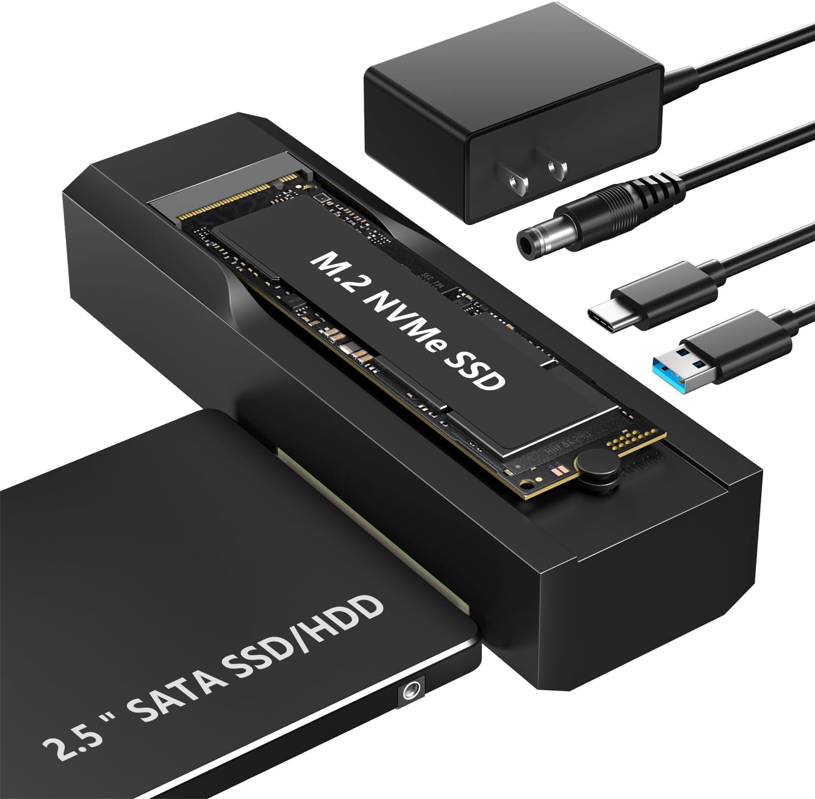 Maiwo K2578P2 USB3.2 Gen2 Tool-Free Enclosure for 2.5 SATA HDD SSD and M.2 NVMe SSD — view 3