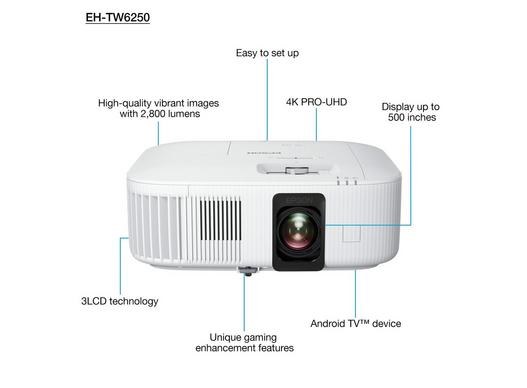 Epson - Home Cinema Projector, 2800 Ansi Lumens, 4K PRO-UHD resolution, 16:9 Aspect Ratio - TW6250 — view 3