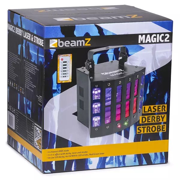 BeamZ MAGIC2 DERBY WITH LASER RG AND STROBE 9x 3W RGBAWUVP — view 3