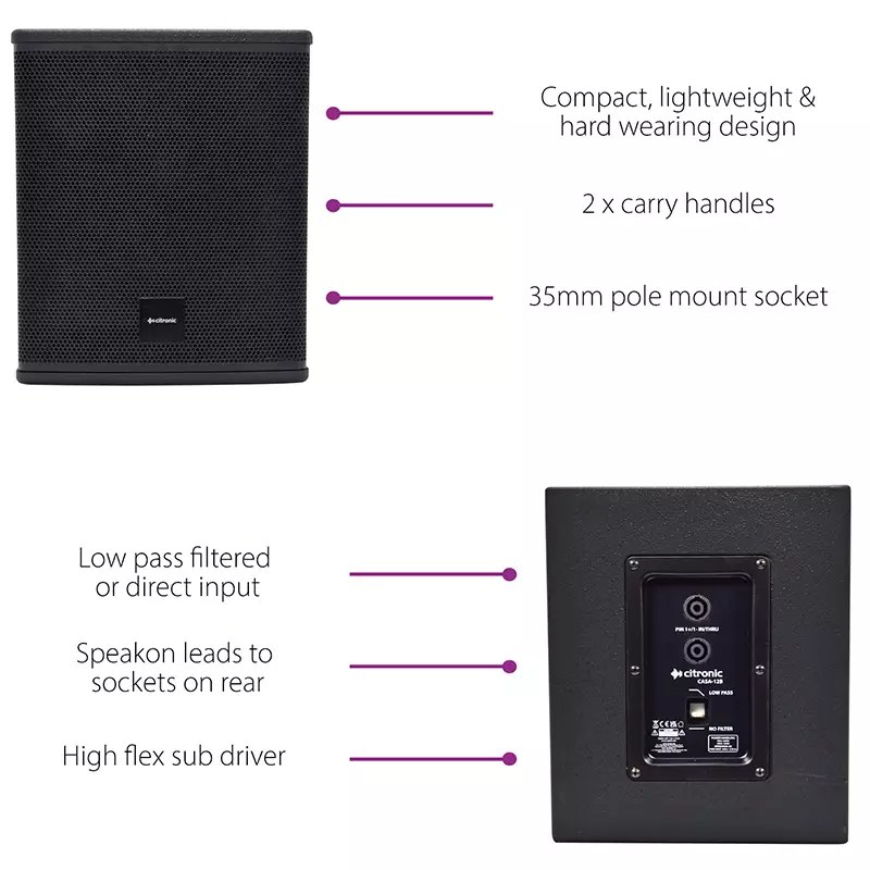 Citronic - CASA-12B - Passive Subwoofer Speaker 12in Black 400W 8 Ohm — view 2