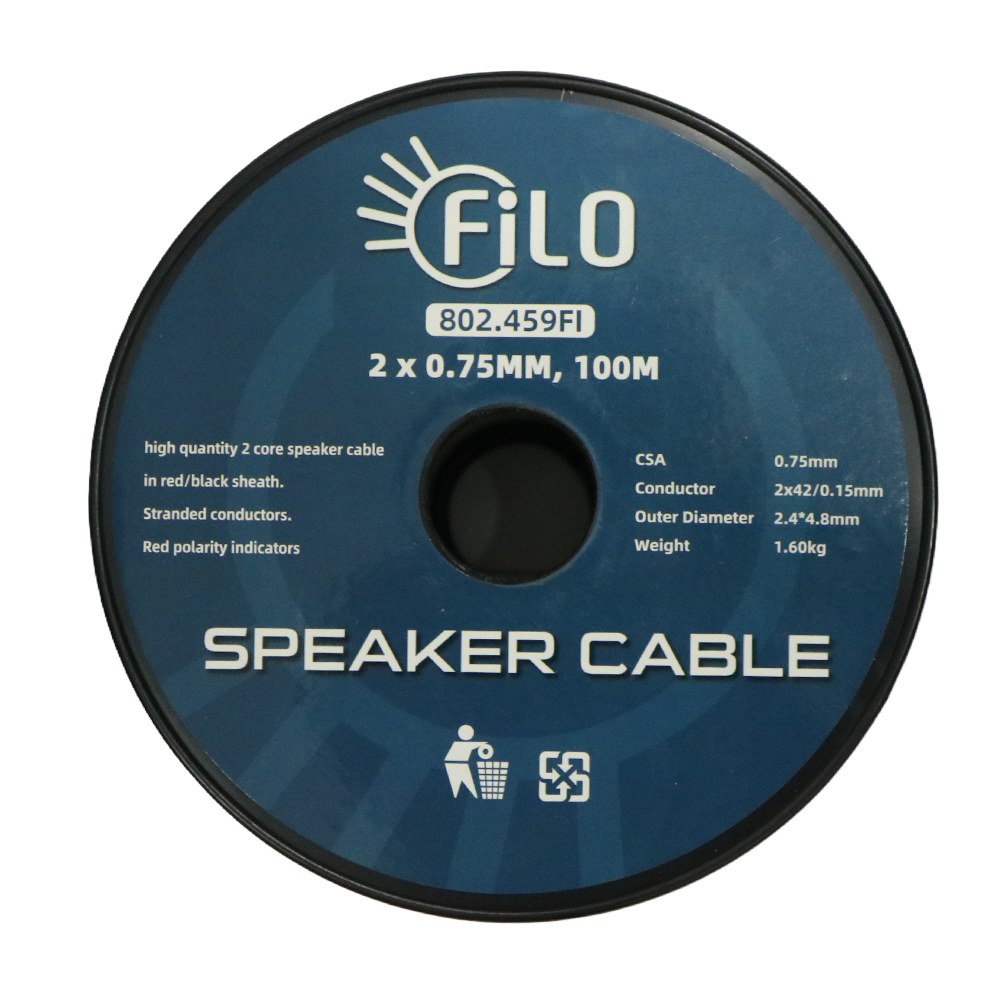 Filo - TF0.75RB - Speaker cable 0.75mm red/black 100m