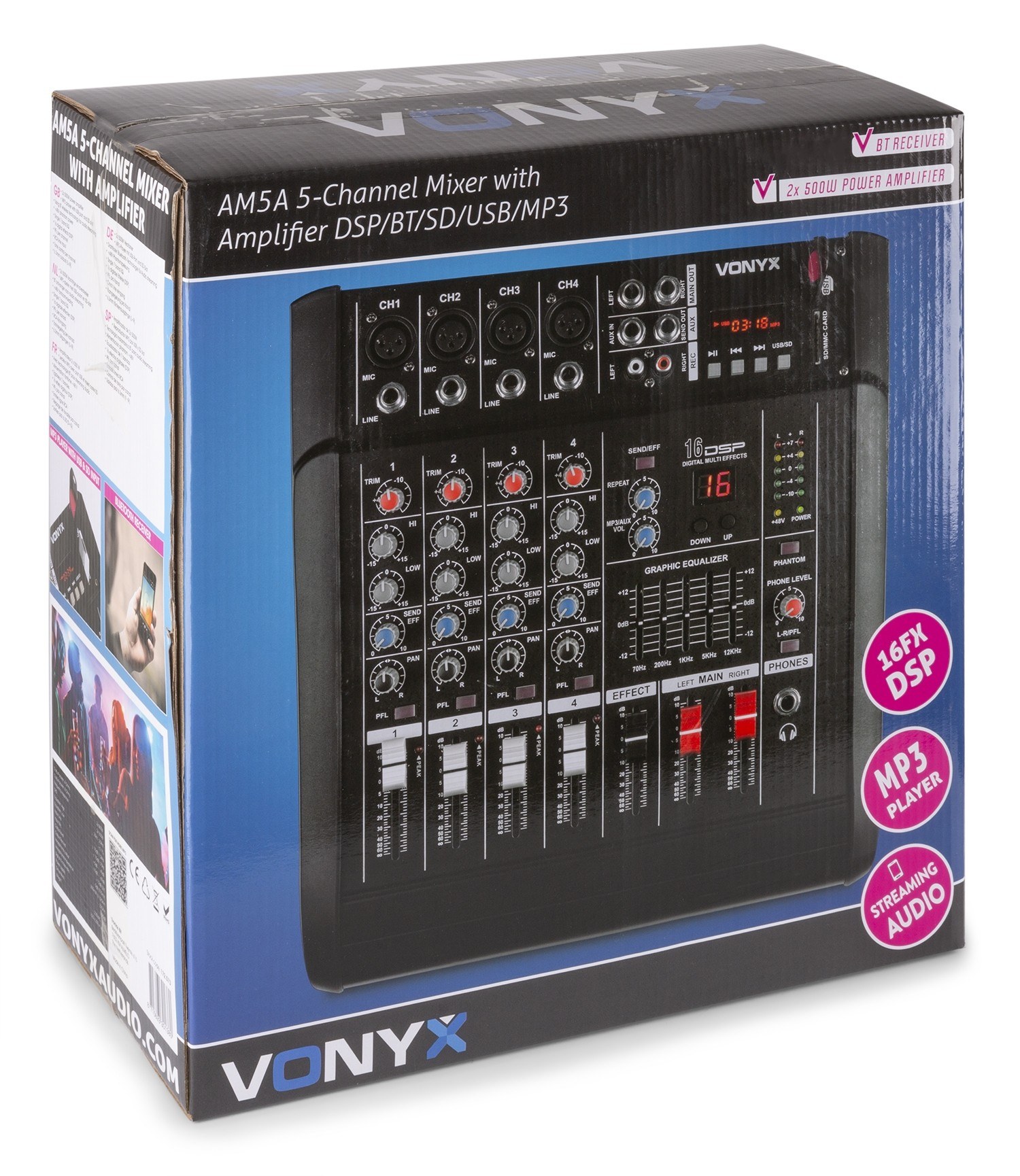 Vonyx - AM5A Music Mixer DSP/BT/SD/USB/MP3 5-CH — view 3
